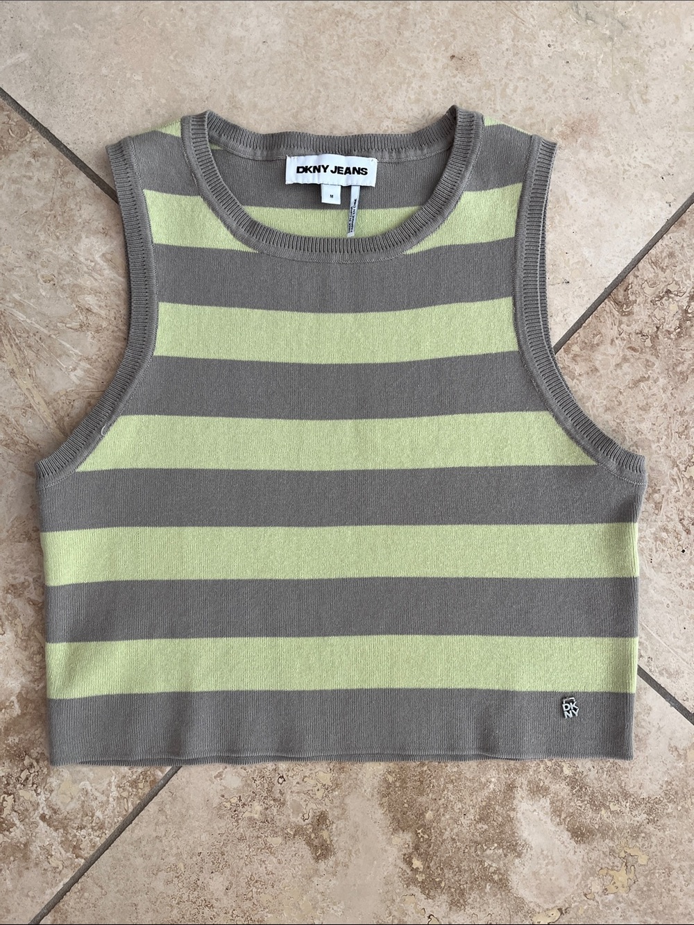 NWOT DKNY Sleeveless Striped Knit Tank Top M